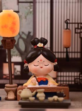 璎桓西安文创纪念品唐仕女琴棋书画小夜灯摆件古风女孩装饰品桌面