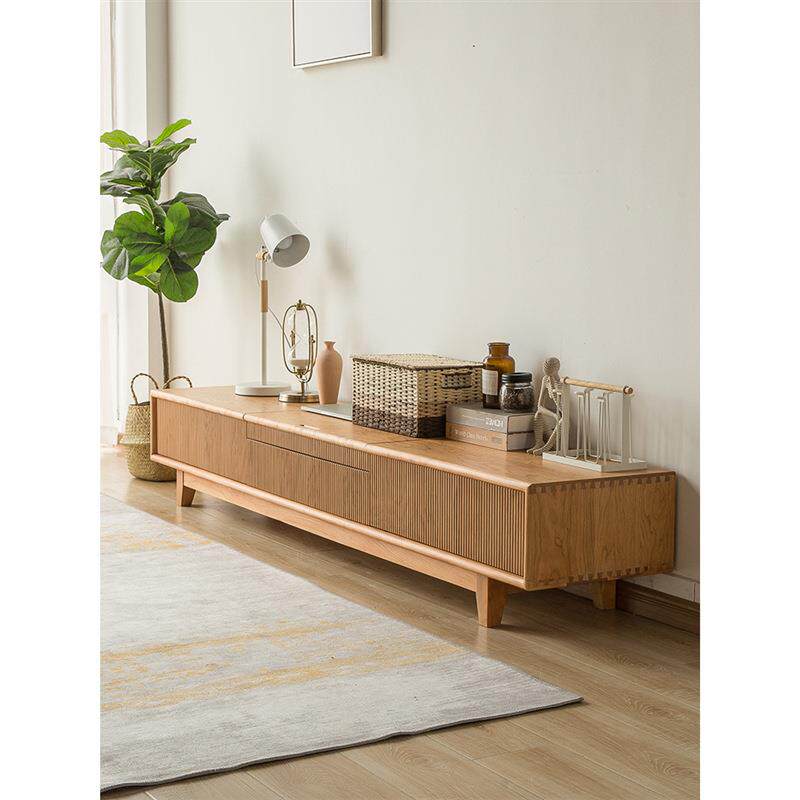 北欧全实木电视机边柜斗柜现代简约小户型橡木樱桃木置物客厅家具