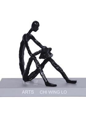 现代简约人物雕塑摆件创意看书读书软装饰品客厅书房桌面样板房间