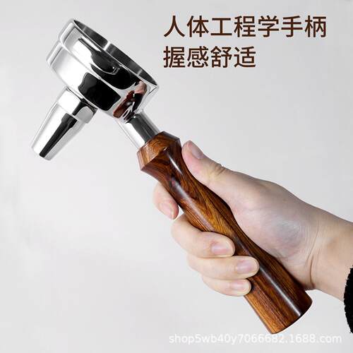 萃茶咖啡机手柄 商用不锈钢58mm半自动奶茶E61冲煮头改装实木手柄