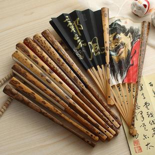 梅菉扇子手工斑竹梅鹿折扇湘妃扇收藏文玩扇宣纸书法扇传统礼品