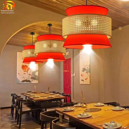 新中国风创意酒吧火锅店禅意茶室B&B餐厅Wabi-Sabi风格藤条餐饮特