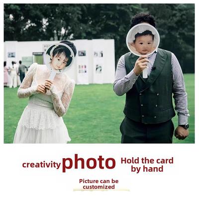 当我还是个孩子的时候，眼照片，新郎和新娘拿着标签，定制照片道