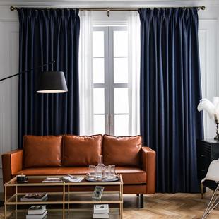 新款 隔热防晒北欧风简约现代轻奢窗帘 全遮光避光遮阳布卧室挂钩式