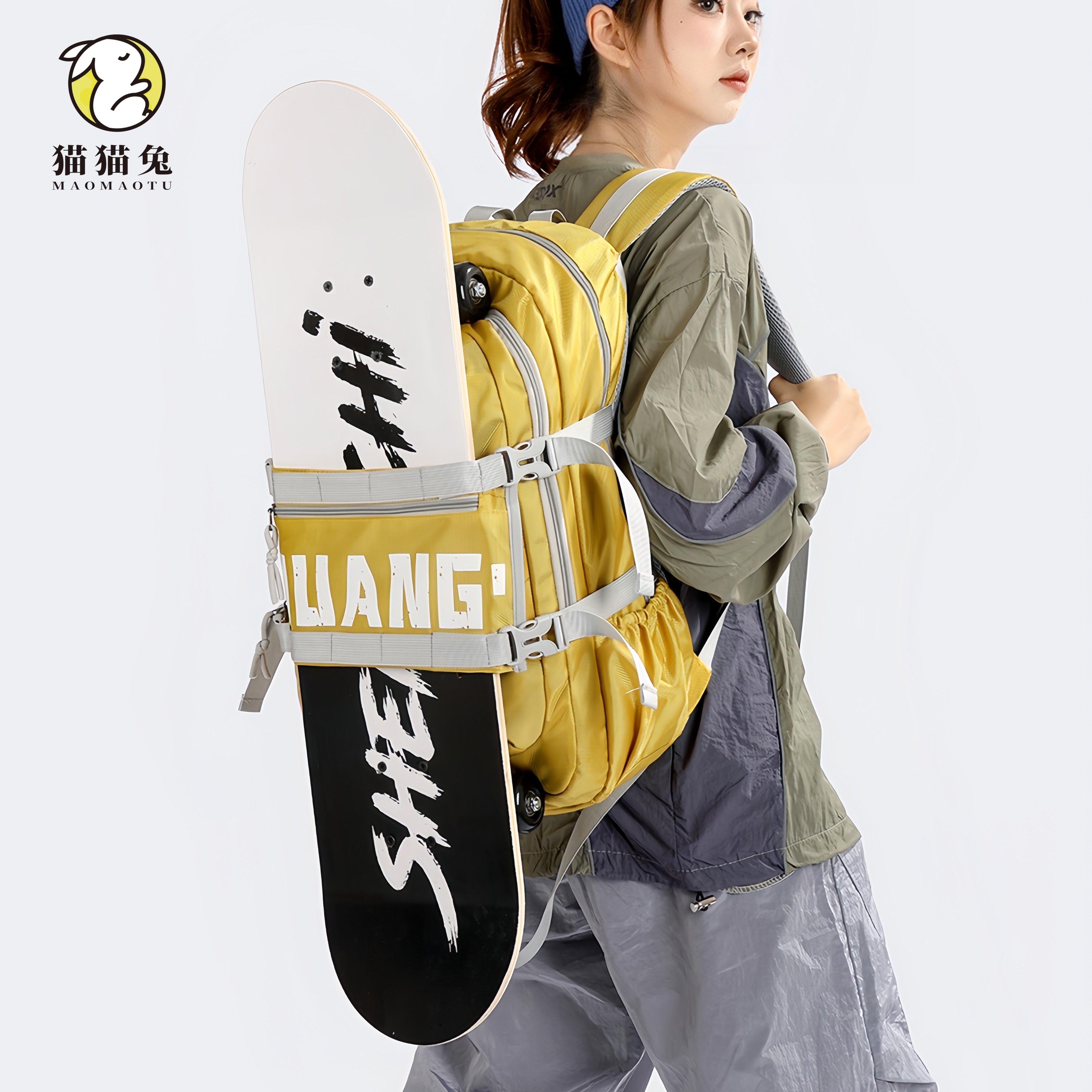 陆冲板滑板双肩包通用型户外运动滑雪包高颜值护具收纳专用背包女