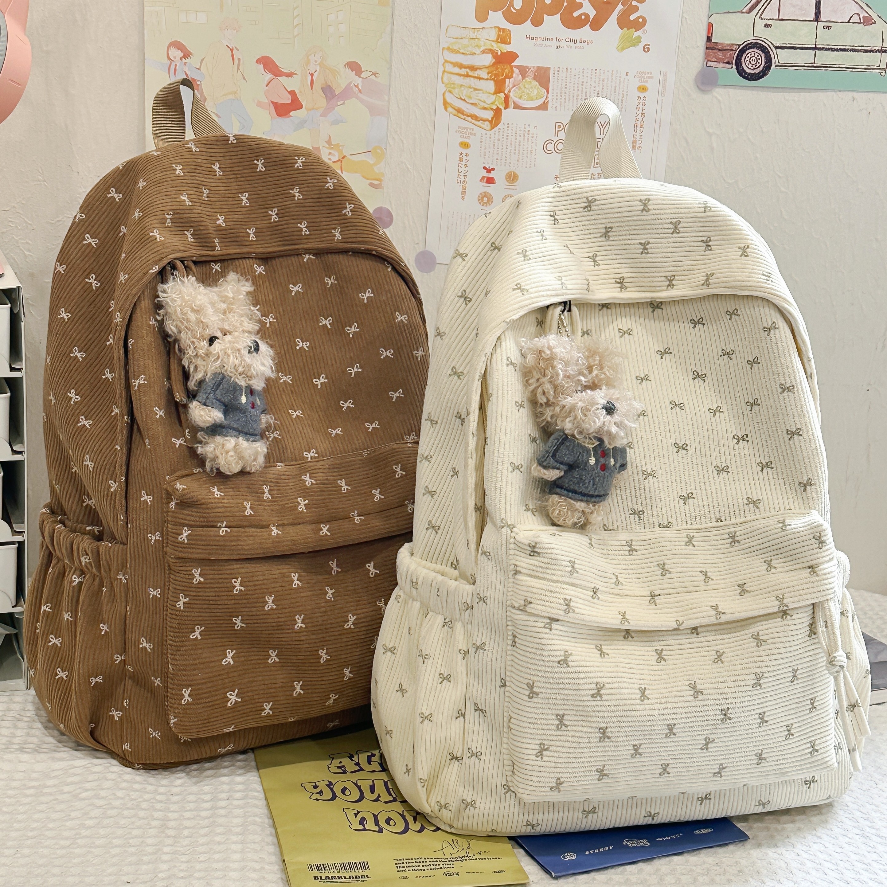 甜美日韩风尼龙蝴蝶结书包