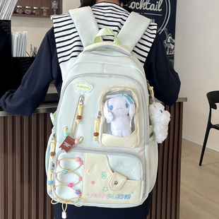 追星书包初中生女生ins小众风高颜值二次元小学生绿色痛包双肩女