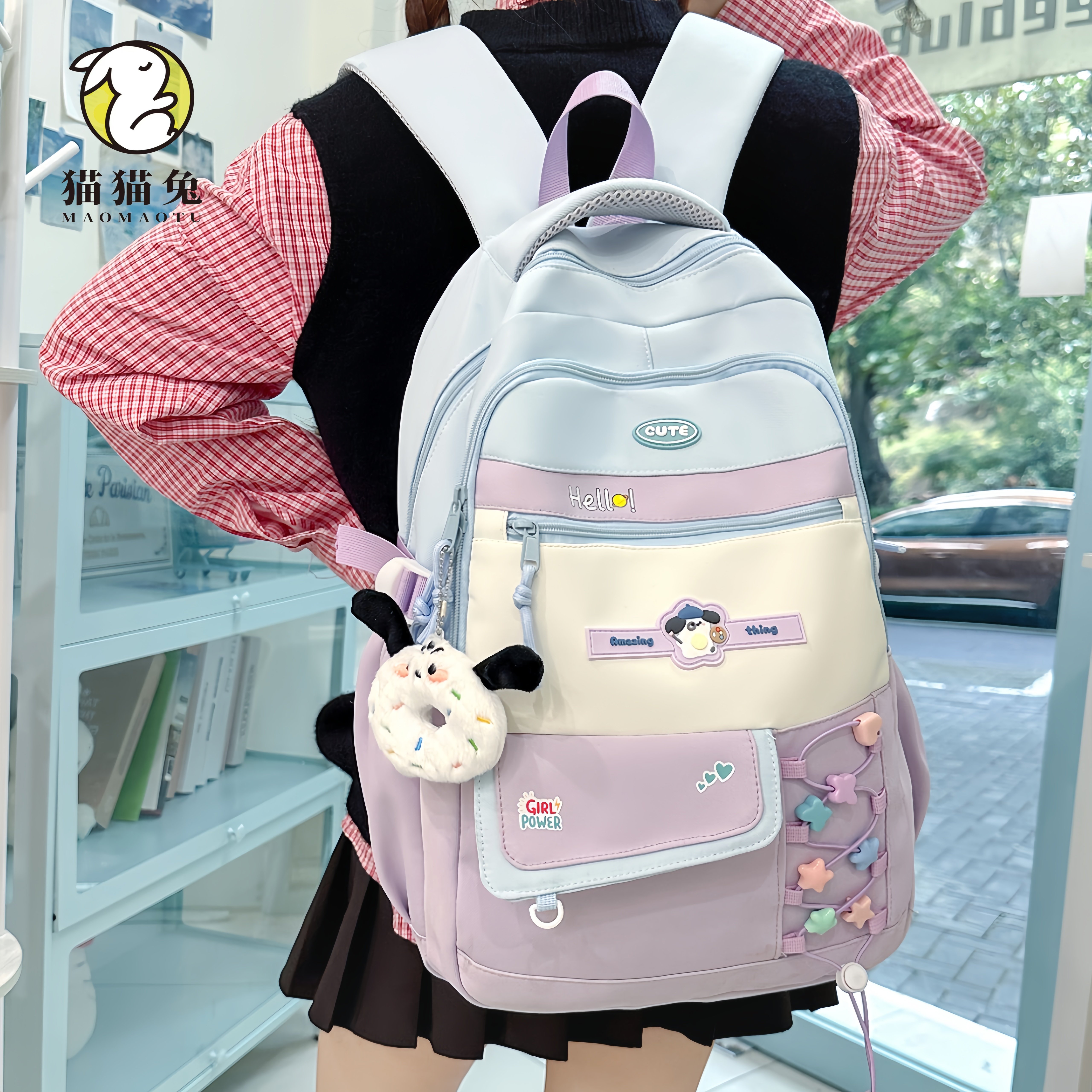 日系ins简约书包小众冷门不撞款 小学生双肩包轻便大容量春游包女