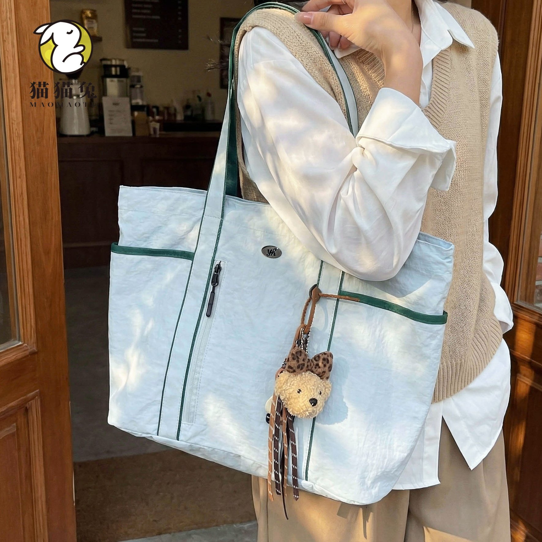 健身包女生轻便羽毛球包大容量单肩托特包休闲慵懒风手提通勤包包,箱包皮具/热销女包/男包,通用款女包,淘宝优惠券,粉丝福利购,淘宝优惠卷