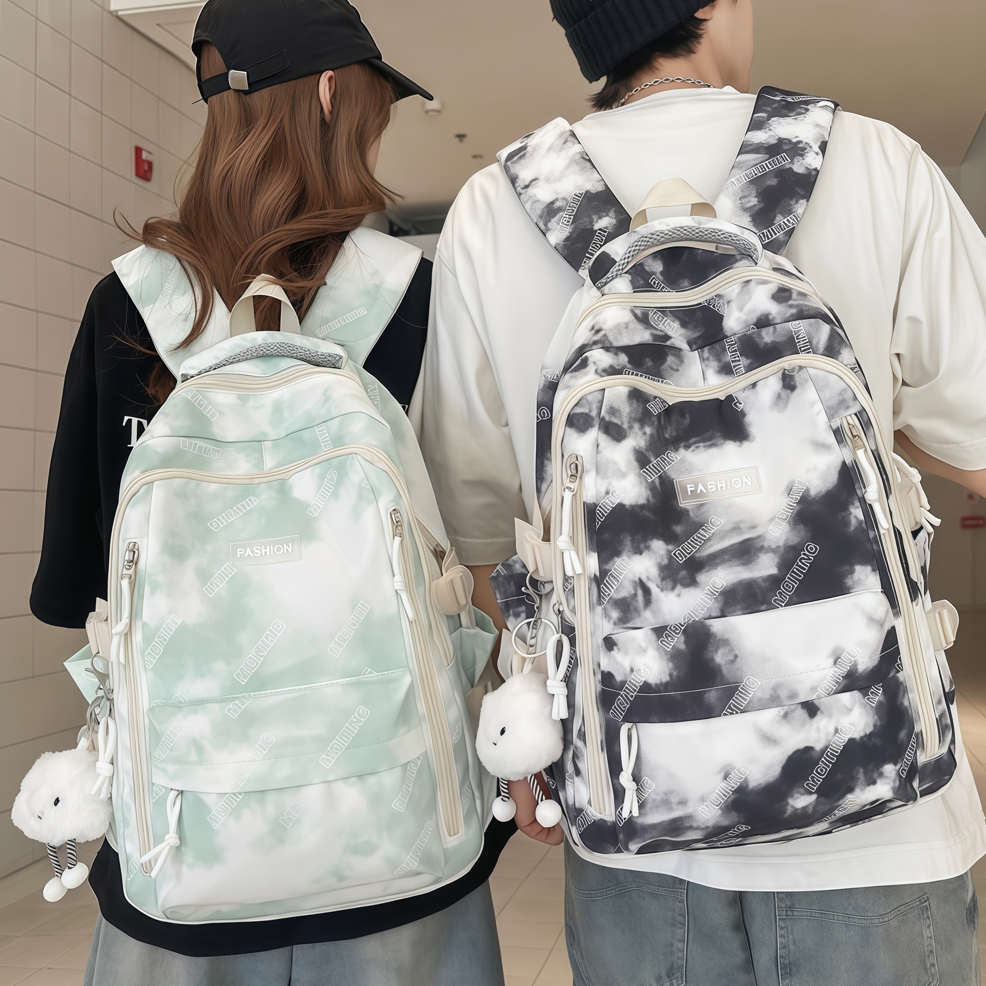 2025新款扎染男生大容量双肩包