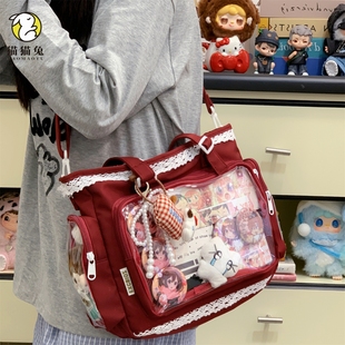 红色痛包演唱会追星藏灯牌挎包大食量可爱大容量托特包包斜挎娃包