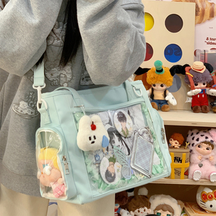 绿色痛包可放娃日常款追星演唱会暗格藏灯牌高颜值大容量斜挎包包