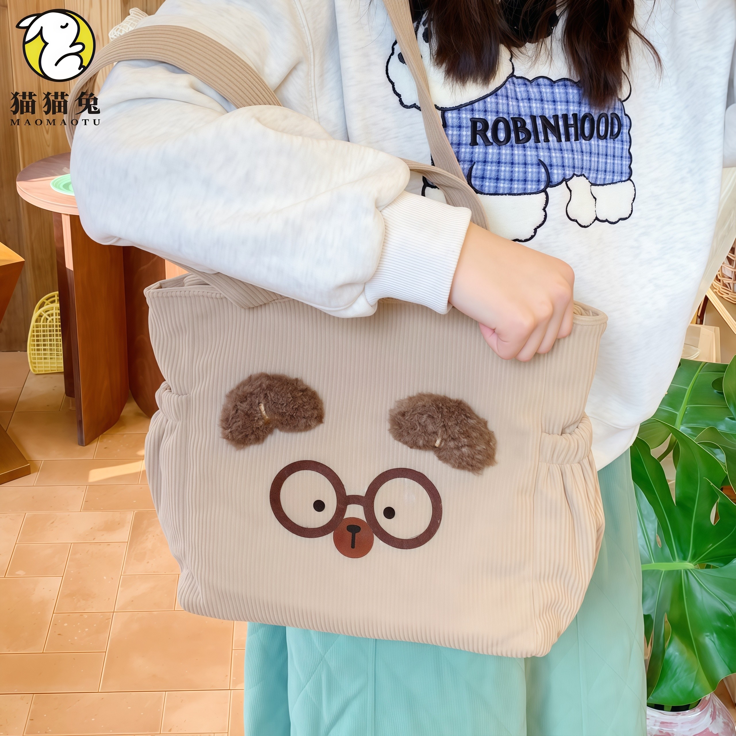 小众轻托特包ins女生卡通灯芯绒大容量单肩手提包高颜值通勤包,箱包皮具/热销女包/男包,托特包,淘宝优惠券,粉丝福利购,淘宝优惠卷