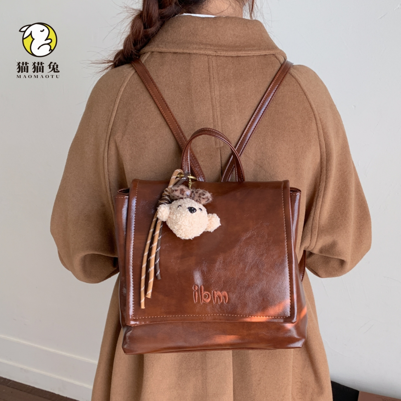 双肩包皮质复古秋冬时尚百搭高级感学院风轻便大容量通勤小书包