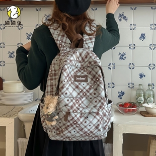 书包女大学生可放电脑上课通勤高颜值ins风初中生超好看的双肩包