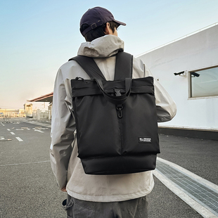 黑色耐脏男士上班通勤包大学生书包电脑包户外旅行女包防水双肩包