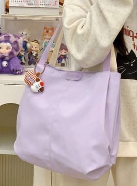 学生补课包大号手提袋高颜值紫色2025新款超轻上课书包补习袋女