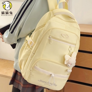 女童书包四至六年级大容量2025新款多隔层黄色高颜值ins双肩包女