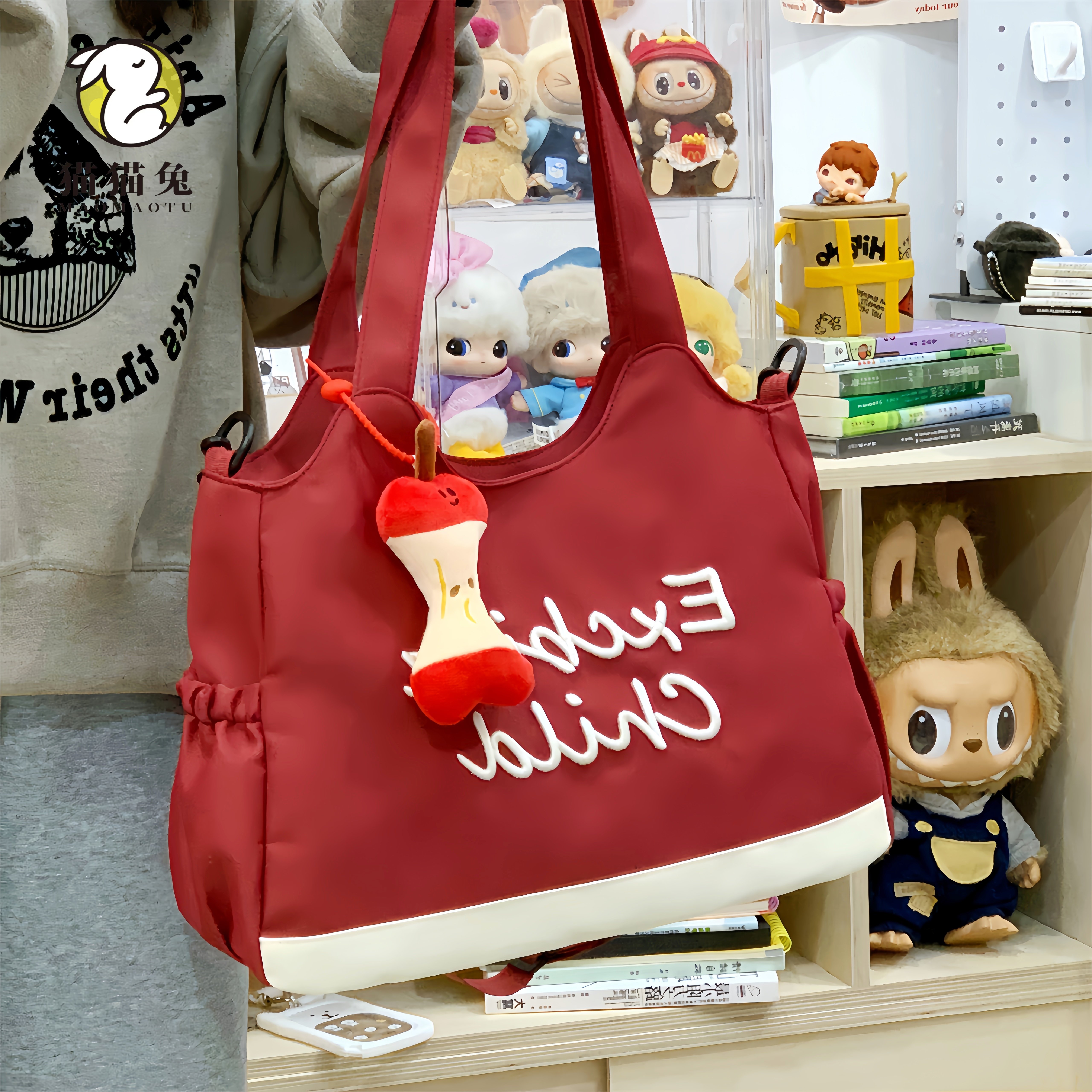 红色帆布包大容量女生手提托特包2026新款学院风大学生通勤斜挎包