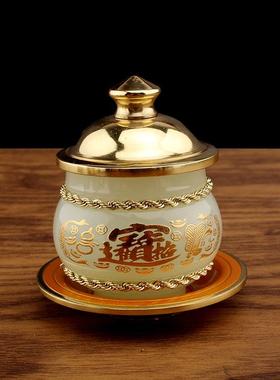 玉石黄铜净水杯观音杯圣水杯供水杯供佛杯家用贡杯佛堂佛杯白酒