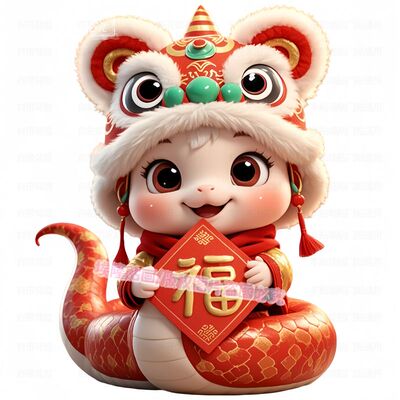 2025蛇宝宝送福贴画客厅大门墙上装饰贴画冰箱橱柜玻璃门防水贴画