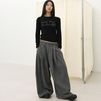 THE COLLECTORS韩国正品langer圆领简约字母收身长袖T恤