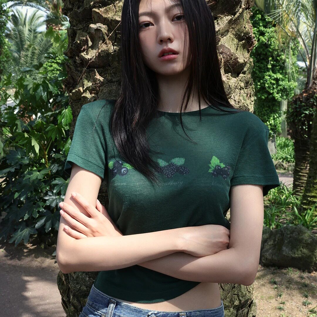 THE COLLECTORS韩国正品langer26ss自带清冷感复古桑葚薄T恤