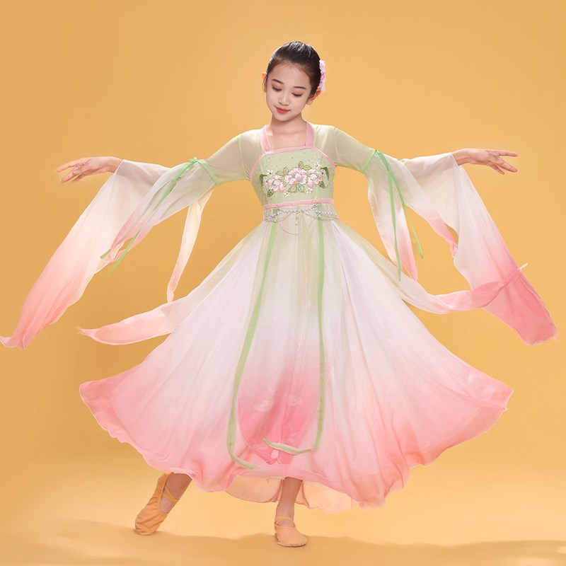 儿童古典舞演出服女飘逸中国风z舞蹈服装独舞艺考扇子伞舞表演套
