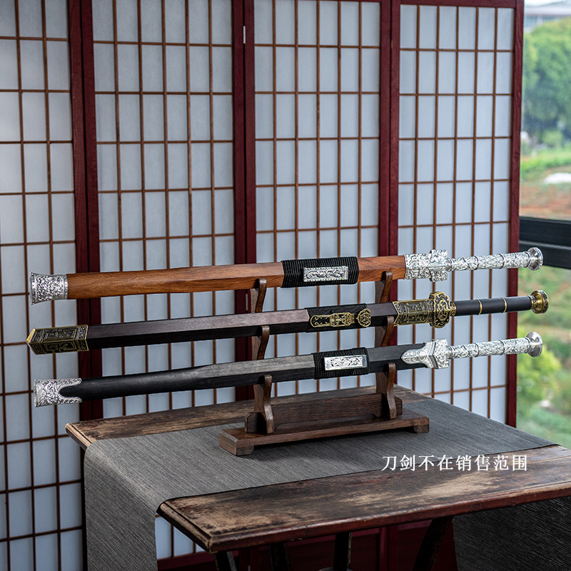立式大号镇宅鸡翅m木宝剑架实木刀架客厅摆件剑托多层木质展览架