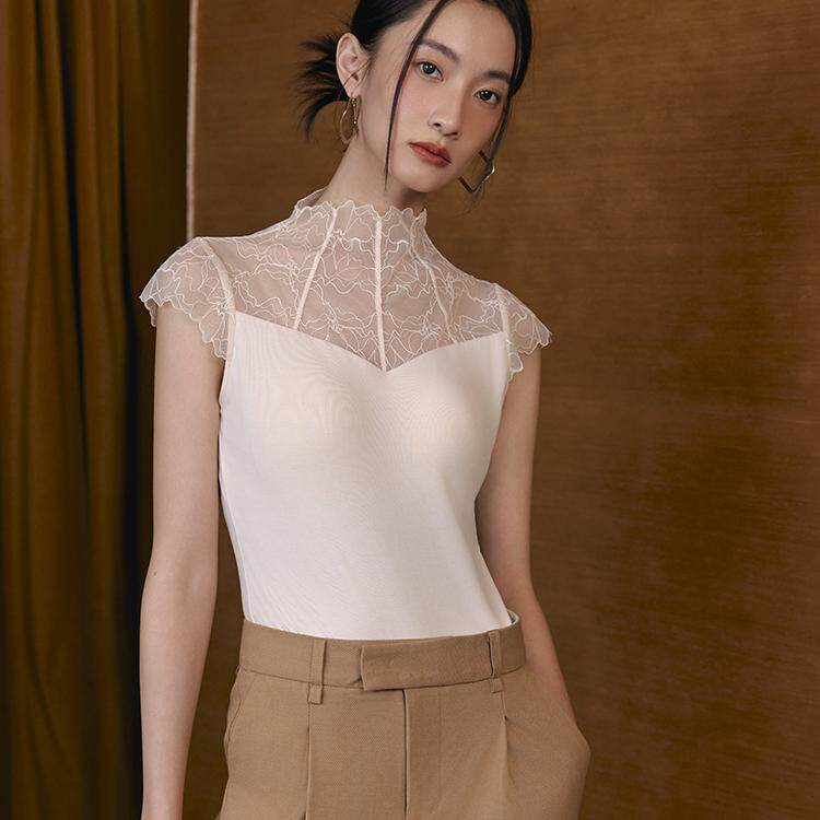 suyiyi高领蕾丝美背吊带内衣背心带胸垫舒适四季潮妈内搭打底文胸