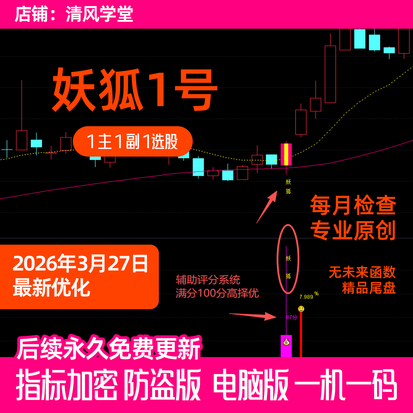 2026妖狐1号尾盘买入指标 趋势追踪+主力资金共振 通达信尾盘神器