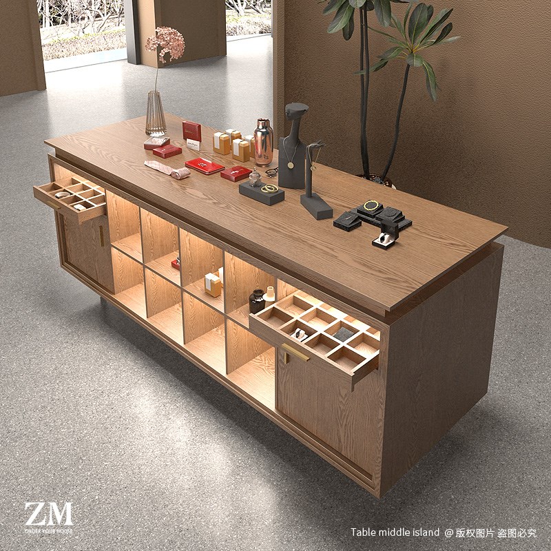 中岛台珠宝店流水台新中式陈列柜伴手礼店收纳柜礼品展示架置物架