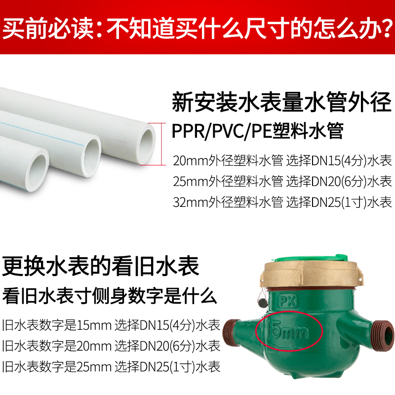国标水表家用宁波不锈钢机械数字自来水水表立式4分6分防冻冷水表
