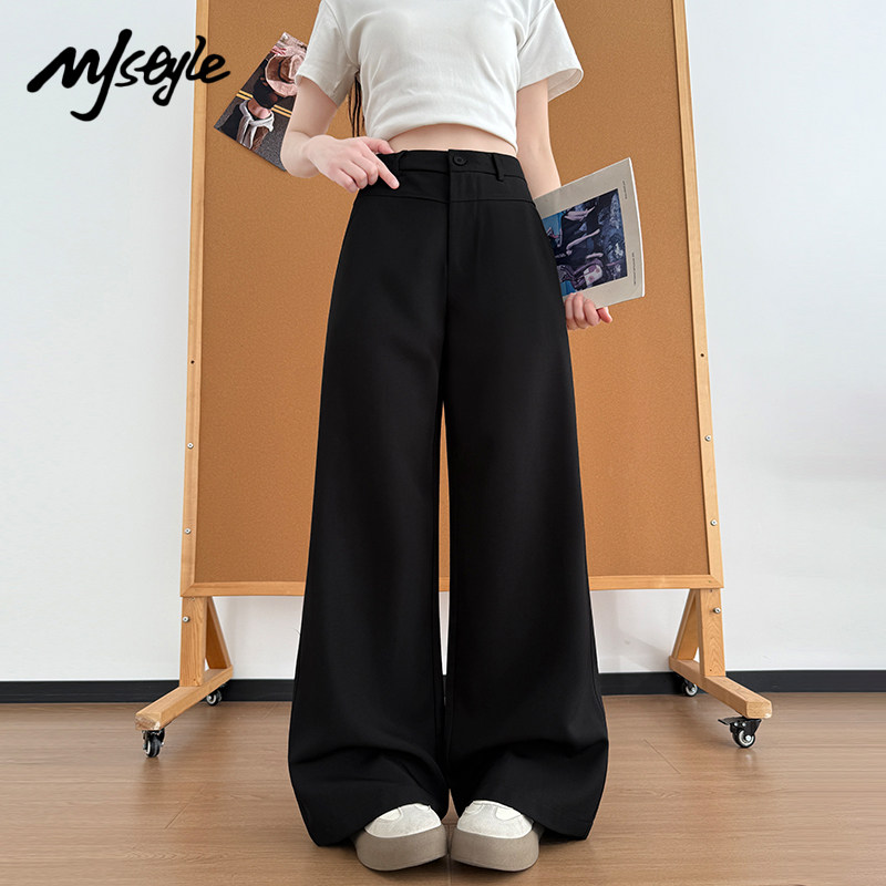 MJ STYLE高级窄版西装裤女2026年春季新款直筒裤高腰小个子阔腿裤
