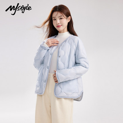 MJ STYLE短款轻薄羽绒服女2025冬季新款保暖圆领内胆宽松时尚外套