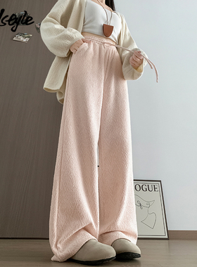 MJ STYLE灰色小香风阔腿裤女2025秋季新款高腰小个子宽松直筒裤