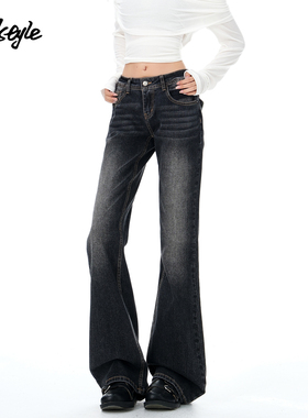 MJ STYLE美式复古微喇牛仔裤女2025秋季新款直筒裤小个子喇叭裤