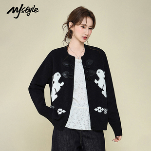 外套慵懒设计感毛衣上衣 女2025新款 STYLE秋冬加厚牛角扣针织衫