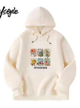 MJ STYLE纯色连帽印花卫衣女2026早春新修身打底长袖休闲情侣上衣