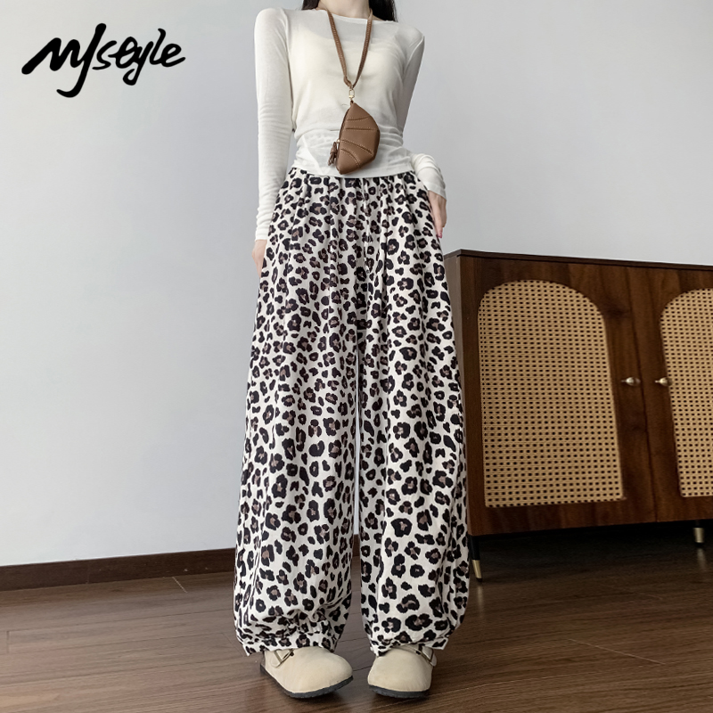 MJSTYLE美式豹纹灯笼裤女2025秋
