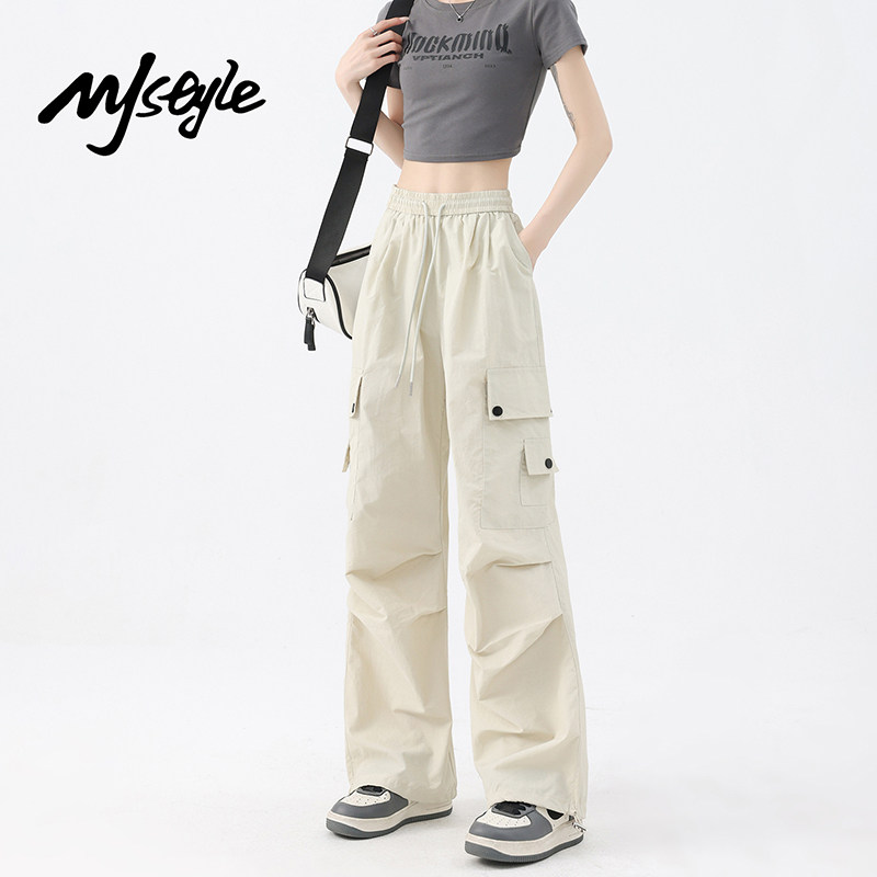 MJ STYLE美式夏季薄款工装裤女2026年夏季新款高腰小个子阔腿裤子