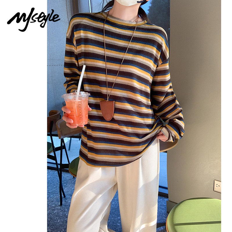 MJSTYLE复古平纹针织打底衫女