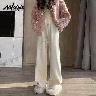 子高腰小个子阔腿裤 裤 女2025秋冬新款 STYLE简约加绒加厚休闲裤