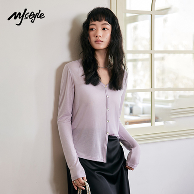 MJSTYLE莱赛尔天丝醋酸开衫女