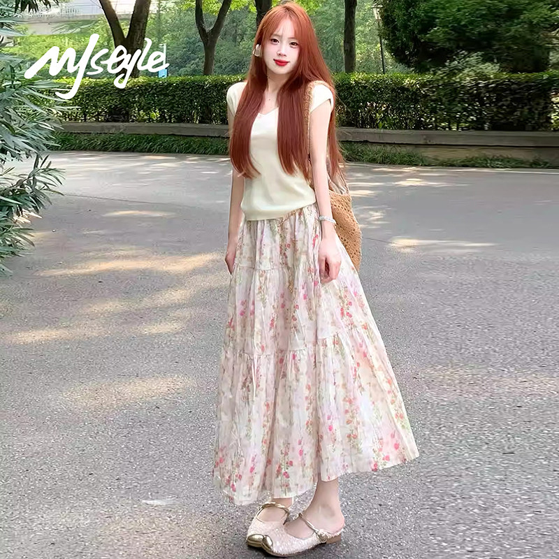 MJSTYLE公主风碎花半身裙夏薄款