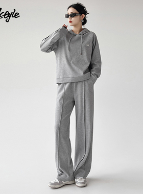 MJ STYLE卫衣运动套装女2025新款春季宽松连帽上衣外套休闲卫裤