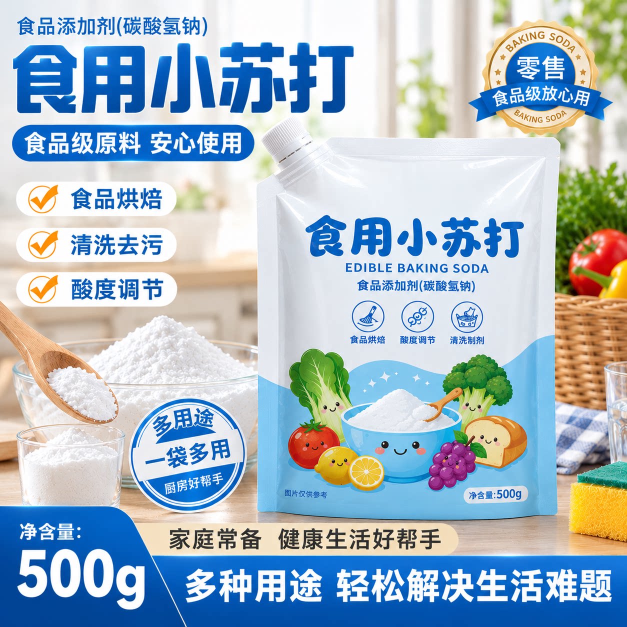 食用小苏打食品级家用小苏打粉厨房发面清洁去污多用途官方旗舰店