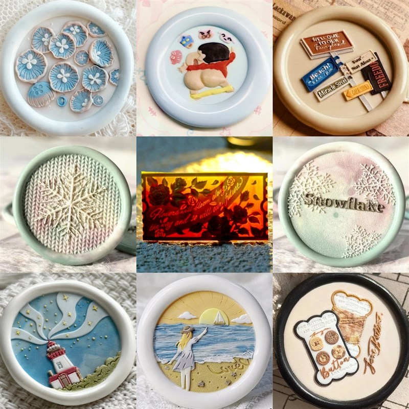 火漆印章章头浮雕玫瑰鲸韵梦灵精雕路灯圣诞邮票空白电影票黄铜头