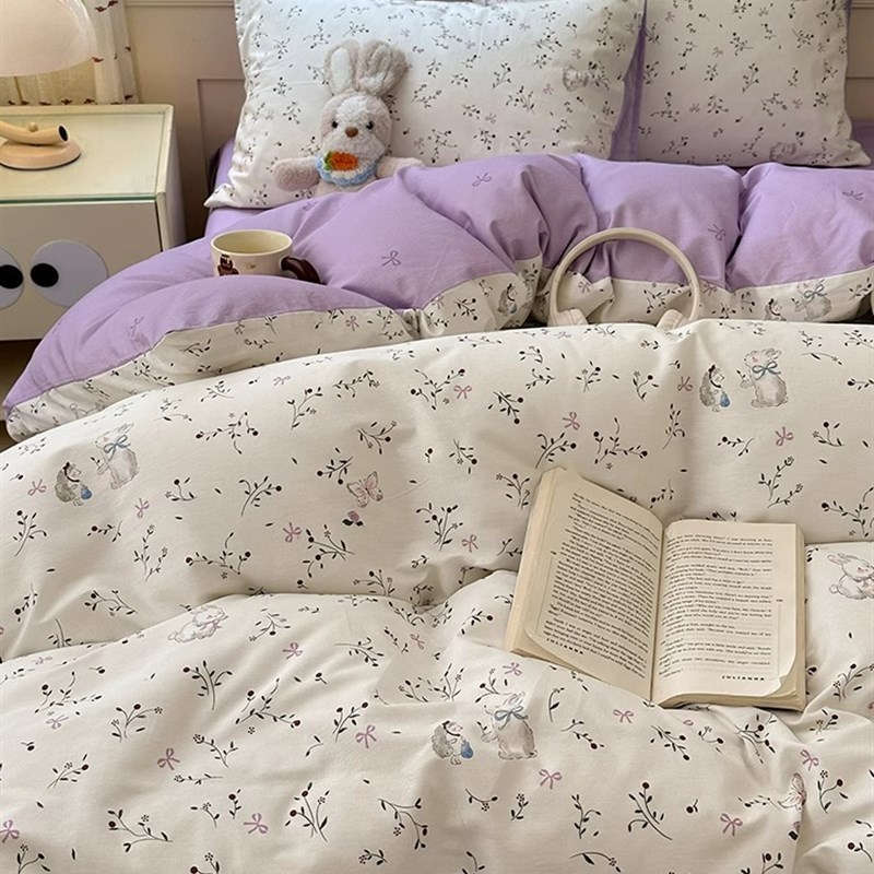 梦经怡无障碍豪华宿舍学生床上用品四件套小清新花被套床上床单三
