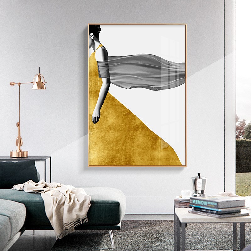 玄关装饰画北欧风格简约美女人物墙壁画酒店走廊过道简约竖版挂画图片